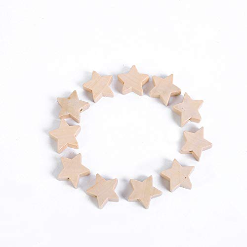 100Pcs Natural Wood Beads Star Shape Unfinished Wooden Loose Beads Spacer Beads with Hole for Crafts DIY Jewelry Making, 20MM