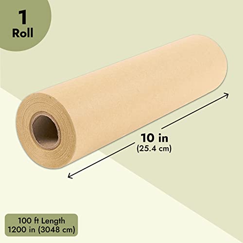 Juvale Kraft Paper Roll 10 x 1200 In, Plain Brown Shipping Paper for Gift Wrapping, Packing, DIY Crafts, Bulletin Board Easel (100 Feet) - WoodArtSupply