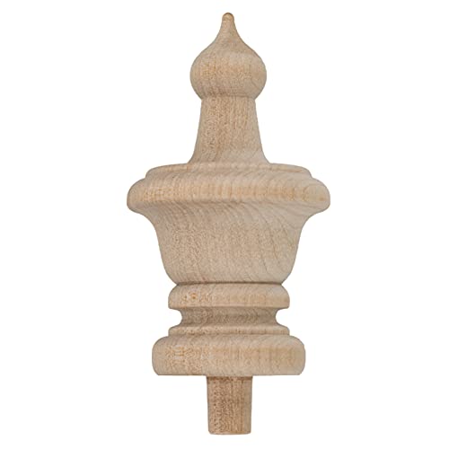 Turned Birch Wooden Finial | 3 1/2 Height | Unfinished Wood Finials for Crafts, Decorative Finials for Birdhouse, Grandfather Clock, Curtain Rod,