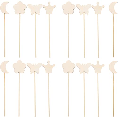 NUOBESTY 16pcs Princess Fairy Wands Kit Make Your Own Princes Unfinished Wooden Magical Wand Stick Moon Flowers for Girls DIY Crafts Cosplay Costume NUOBESTY