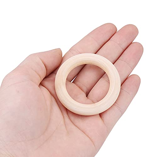 50pcs Wood Rings Circle Unfinished Wooden Round Rings DIY Wood Craft Pendant Connectors Jewelry Making - WoodArtSupply