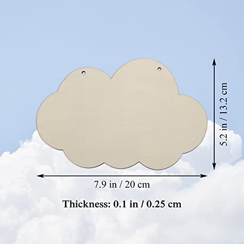 Creaides Cloud Wood Sign Cutout Wooden Cloud Shaped Sign DIY Crafts Hanging Ornament for Wreath Home Door Wall Art Decoration (7.9x5.2 In, 3 Pack) Creaides