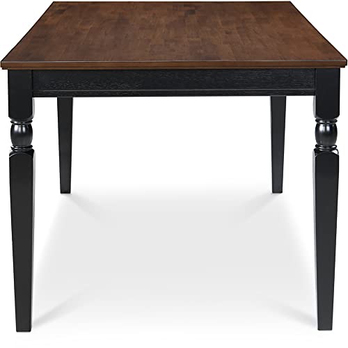 Finch Provence Farmhouse Table, Two-Toned Wood with Turned Legs, Traditional Rustic Furniture Decor for Kitchen or Dining Room, 60" Inch Tabletop, Finch