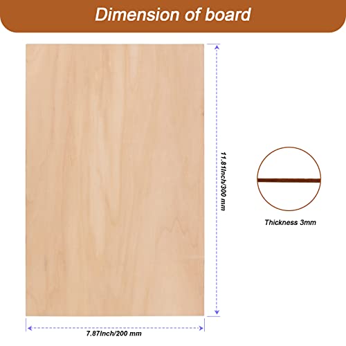 MAHIONG 20 Pack 12 x 8 x 1/8 Inch Basswood Sheets, Rectangular Plywood Balsa Wood Sheet Unfinished Craft Blank Wooden Pieces Board for DIY Ornaments
