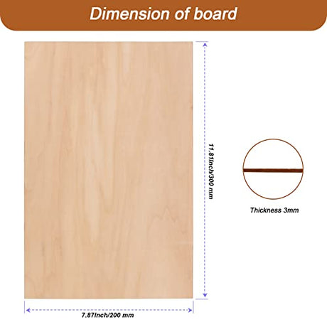 MAHIONG 20 Pack 12 x 8 x 1/8 Inch Basswood Sheets, Rectangular Plywood Balsa Wood Sheet Unfinished Craft Blank Wooden Pieces Board for DIY Ornaments MAHIONG