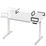SHW 48-Inch Glass Electric Height Adjustable Desk with Monitor Riser and Drawer, White SHW