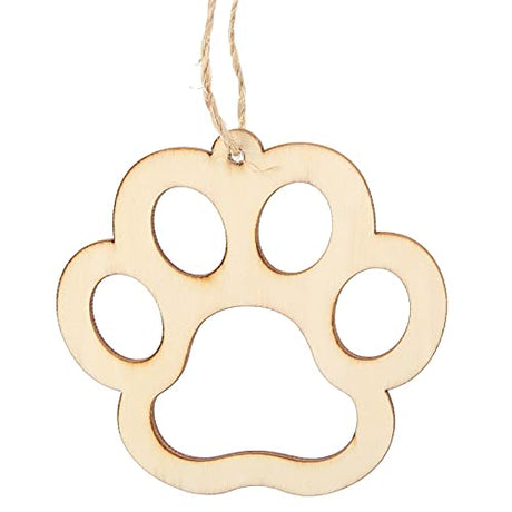 30 Pcs Unfinished Blank Wooden Bear Paw Shape Slices Discs DIY Craft Pieces Small Wooden Piece Embellishments for Wedding Christmas Party Pssopp