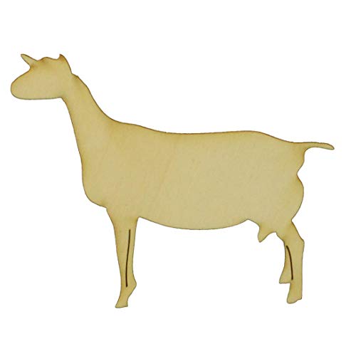 Unfinished Dairy Goat Wood Cutout Available in a Variety of Sizes and Thicknesses (1/8" Thickness, Small 4" x 3.312" (Package of 10)) - WoodArtSupply