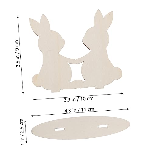 VOSAREA 10pcs White Rabbit Ornament Wood Rabbit Cutouts Wood Bunny Slice Bunny Shaped Wood Cutout Bunny Wooden Slices Easter Wood Embellishments DIY VOSAREA