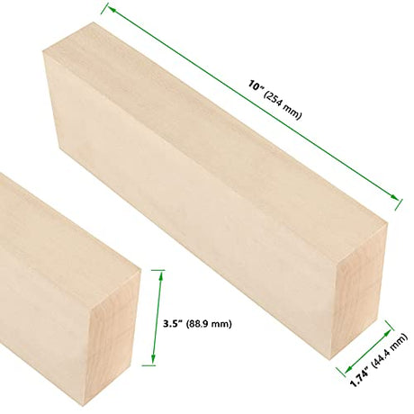 JAPCHET 2 Packs 10 x 3.5 x 1.7 Inch Basswood Carving Blocks, Natural Carving Blocks, Unfinished Basswood Blocks for Carving, Crafting and Whittling JAPCHET