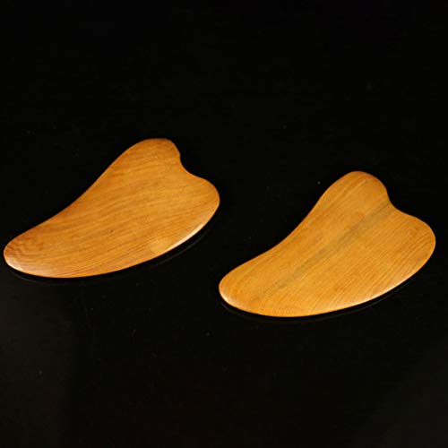 EXCEART 2pcs Wooden Scraping Massage Tool Heart- shaped Wood Face Scraping Board Facial Body Care Scraping Plate Therapy Tool, Anti Cellulite, Manual EXCEART