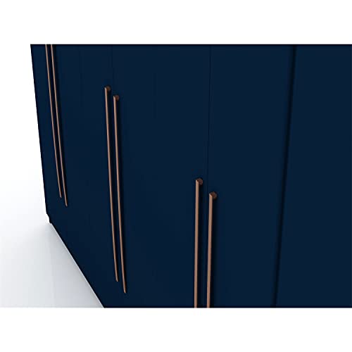 Manhattan Comfort Gramercy 3-Sectional Wood Wardrobe Armoire Closet in Blue Manhattan Comfort
