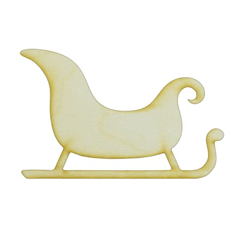 Unfinished Sleigh Wood Cutout Available in a Variety of Sizes and Thicknesses (1/8" Thickness, Large 12" x 7.75" (Sold Individually)) - WoodArtSupply