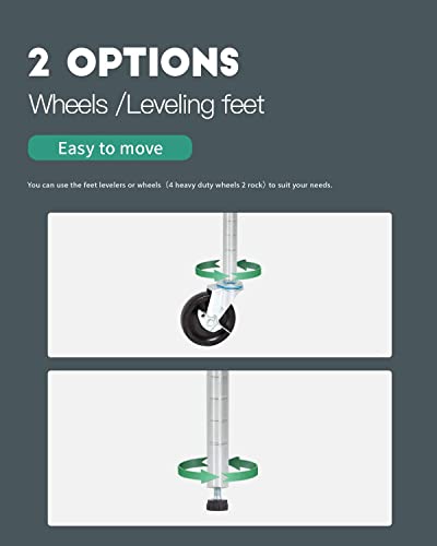 FDW 18x48x82 inch Wire Shelving Unit with Wheels Steel 6 Tier Heavy Duty Layer Rack Storage Metal Shelf Garage Organizer Wire Rack Shelving FDW