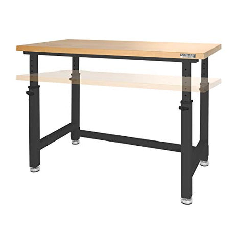 Seville Classics UltraHD Heavy Duty Height Adjustable Workbench Table w/ Solid Wood Top, 1000 lbs. Weight Capacity Workstation for Garage, Warehouse, Seville Classics