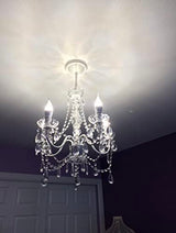 gypsy color The Original 4 Light Crystal White Hardwire Flush Mount Chandelier H17.5”xW15”, White Metal Frame with Clear Glass Stem and Clear Acrylic gypsy color