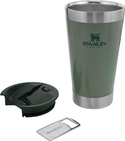 Stanley Classic Stay Chill Vacuum Insulated Pint Tumbler, 16oz Stainless Steel Beer Mug with Built-in Bottle Opener, Double Wall Rugged Metal - WoodArtSupply