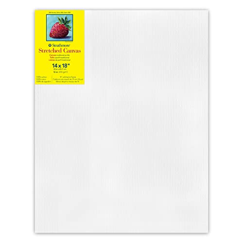 Strathmore 300 Series Stretched Canvas, Traditional Profile, 14x18 inches - Artist Canvas for Oil, Acrylic, Pouring & Mixed Media - 100% Cotton, Strathmore