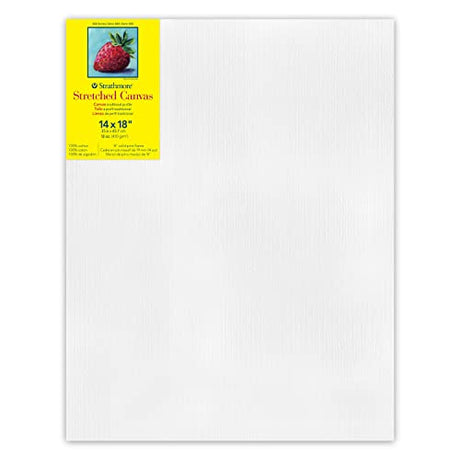 Strathmore 300 Series Stretched Canvas, Traditional Profile, 14x18 inches - Artist Canvas for Oil, Acrylic, Pouring & Mixed Media - 100% Cotton, Strathmore
