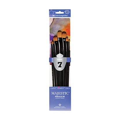 Majestic Royal and Langnickel Long Handle Paint Brush Set, Filbert, 7-Piece - WoodArtSupply