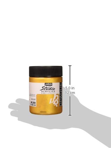 Pebeo Studio Acrylics HV 500 ml Precious Gold, 16.9 Fl Oz (Pack of 1) - WoodArtSupply