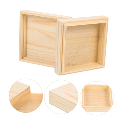 TEHAUX Wooden Box Unfinished Jewelry Holder Jewelry Case Countertop Canister Earring Showcase Unfinished Jewelry Organizer Retro Decor Decorative TEHAUX
