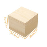 LONG TAO 4 Pcs 3.9''x3.9''x3.1'' Unfinished Square Wooden Treasure Boxes Decorate Wooden Boxes Wooden Storage Box Natural DIY Craft Stash Boxes with LONG TAO