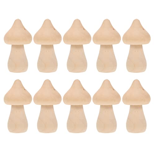 COHEALI 10pcs Wooden Mushroom Balnk Mushroom Model Unfinished Wood Toy Wooden Peg Dolls Unpainted Wood Figures Mushroom Toys Dining Table Decor