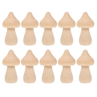 COHEALI 10pcs Wooden Mushroom Balnk Mushroom Model Unfinished Wood Toy Wooden Peg Dolls Unpainted Wood Figures Mushroom Toys Dining Table Decor