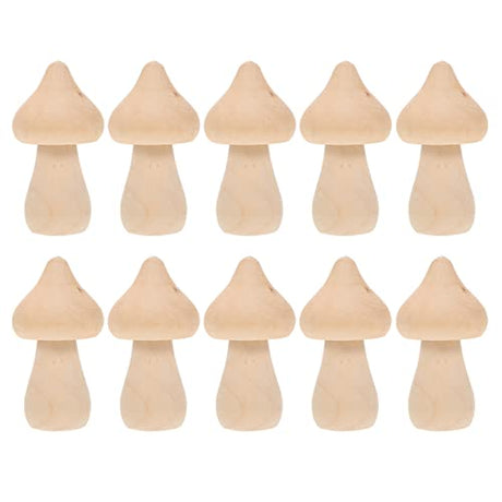 COHEALI 10pcs Wooden Mushroom Balnk Mushroom Model Unfinished Wood Toy Wooden Peg Dolls Unpainted Wood Figures Mushroom Toys Dining Table Decor COHEALI