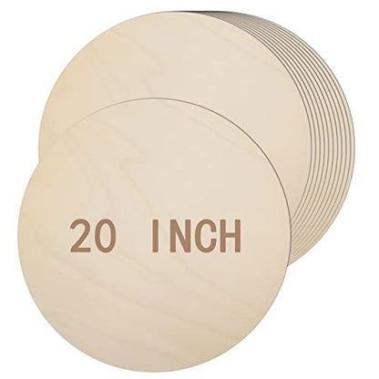 12 Pack 20 Inch Round Wood Circles for Crafts Unfinished Wood Circles Natural Round Wood Discs Blank Round Wood Signs Cutouts for Door Hangers, Door