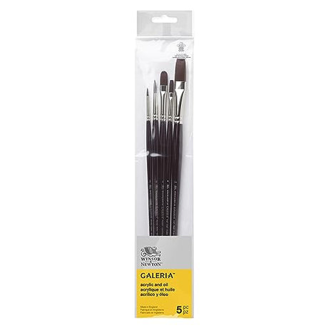 Winsor & Newton Galeria Acrylic Brush Pack, Long Handle, 5 Pack Winsor & Newton
