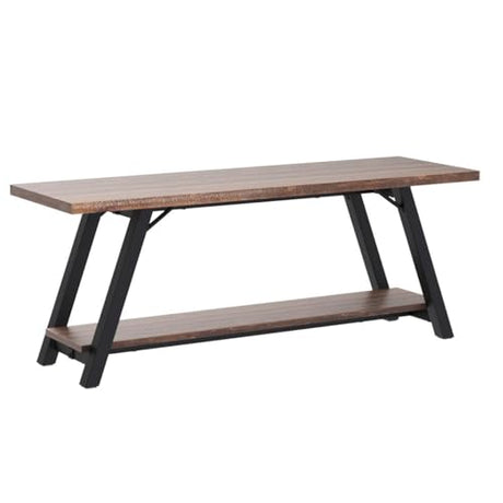 IBF Solid Wood Entryway Bench, Natural Real Wood Storage Bench, Farmhouse Wooden Shoe Bench in Entry Way Hallway Foyer Rack, Bedroom Bench Seat for IBF