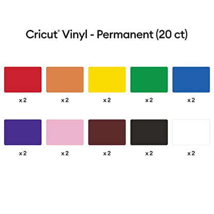 Cricut Vinyl Permanent - Rainbow Sampler, 12x12 Vinyl Sheets, Create Long-Lasting DIY Projects, Durable Adhesive Vinyl for Cricut Machines, (Pack of