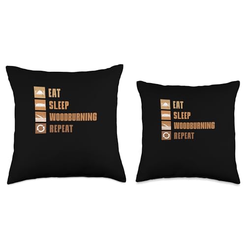 Pyrographer Artist & Woodburner Apparel For Men Eat Sleep Woodburning Repeat Funny Pyrography Throw Pillow, 16x16, Multicolor Pyrographer Artist & Woodburner Apparel For Men