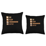 Pyrographer Artist & Woodburner Apparel For Men Eat Sleep Woodburning Repeat Funny Pyrography Throw Pillow, 16x16, Multicolor Pyrographer Artist & Woodburner Apparel For Men