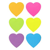 Heart Shape Sticky Notes 6 Color Bright Colorful Sticky Pad 75 Sheets/Pad Self-Sticky Note Pads SIMONA