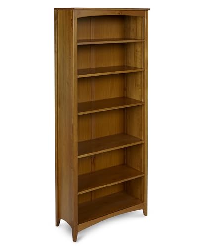 Camaflexi Shaker Style Solid Wood 6-Shelf Bookcase – 72 Inch Tall with Adjustable Shelving - WoodArtSupply