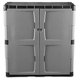 Rubbermaid Freestanding Storage Cabinet with Doors, 18"D x 36"W x 37"H, Medium, Gray/Black, Two-Shelf Lockable Cabinet for Indoor/Outdoor/Garage Rubbermaid