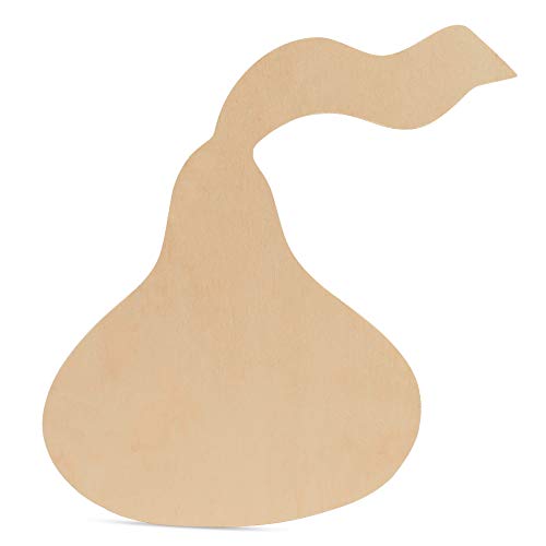 Wooden Hershey Kiss Cutout Unfinished, 12 inch x 12 inch, Pack of 1 Wood Signs for Valentines Day Door Décor, Crafts, and Personalized Gift, by - WoodArtSupply