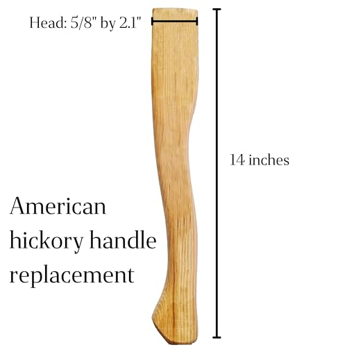 2 Pack American Hickory Axe Handle Replacement for 14" Axes That use 1-1/4 Pound Heads Complete Set with Wooden and Steel Wedges - Hatchet Handle Cuitáxi