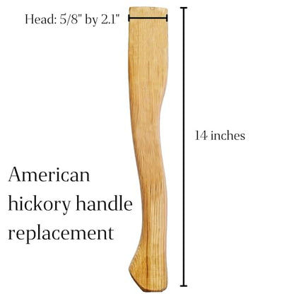 2 Pack American Hickory Axe Handle Replacement for 14" Axes That use 1-1/4 Pound Heads Complete Set with Wooden and Steel Wedges - Hatchet Handle - WoodArtSupply