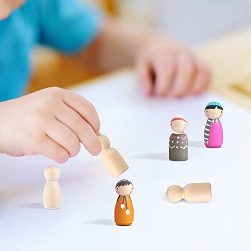 Toyvian Wooden Peg Dolls Unfinished, 1- 1/ 3 inch Wood Peg Dolls, Pack of 40 Wooden People Pegs for DIY Crafting Painting Handicrafts Wooden Peg Toyvian