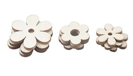 ALLinONE Flower Shape Unfinished Wood Cut Slices for for DIY Craft Decoration (Mixed Size) ALLinONE