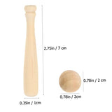 Abaodam 60 Pcs Mini Baseball Unfinished Wooden Toy Unfinished Wooden Baseball Bats Unfinished Wood Baseball Abaodam