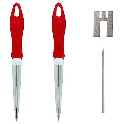 4 Pcs Wicker Weaving Tool Set, Stainless Steel pick knife with Non-Slip Silicone Handle Cover, Rattan closing frame and closing pin, Prying Tool for - WoodArtSupply