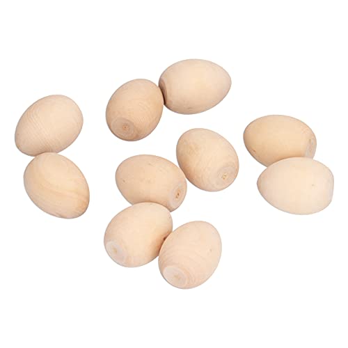 10PCS Unfinished Wooden Eggs Easter Unpainted Egg Model Flat Bottom Craft Eggs for DIY,Easter Display,Easy to Paint and Decorate BFYDOAA