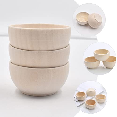 Toddmomy 5Pcs Wooden Craft Bowls Unfinished Wooden Bowls Wood Bowls Unpainted Mini Wooden Bowls for Crafts DIY Painting Art Projects Decor