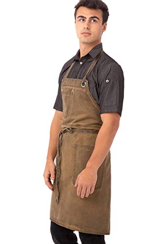 Chef Works Unisex Dorset Bib Apron, Golden Brown, One Size - WoodArtSupply