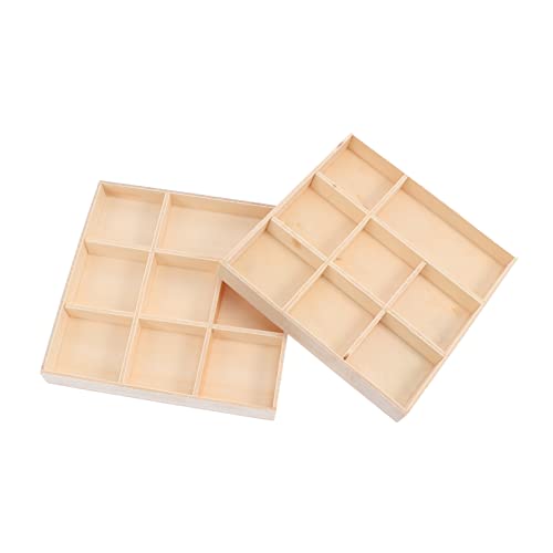 EXCEART 2pcs Wood Tray Box for Craft Compartments Wooden Divided Boxes Succulents Flower Pot Desktop Storage Box Holder Display Tray for Jewelry - WoodArtSupply